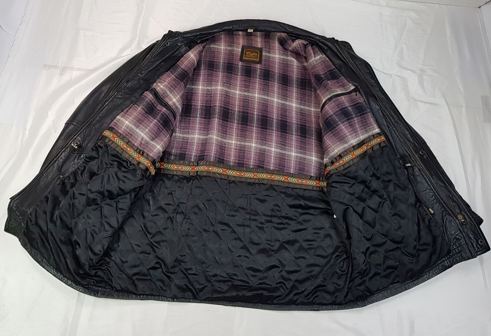 STYLE INTERNATIONAL SIZE XL MENS BLACK GENUINE LEATHER PARKA JACKET BIKER COAT