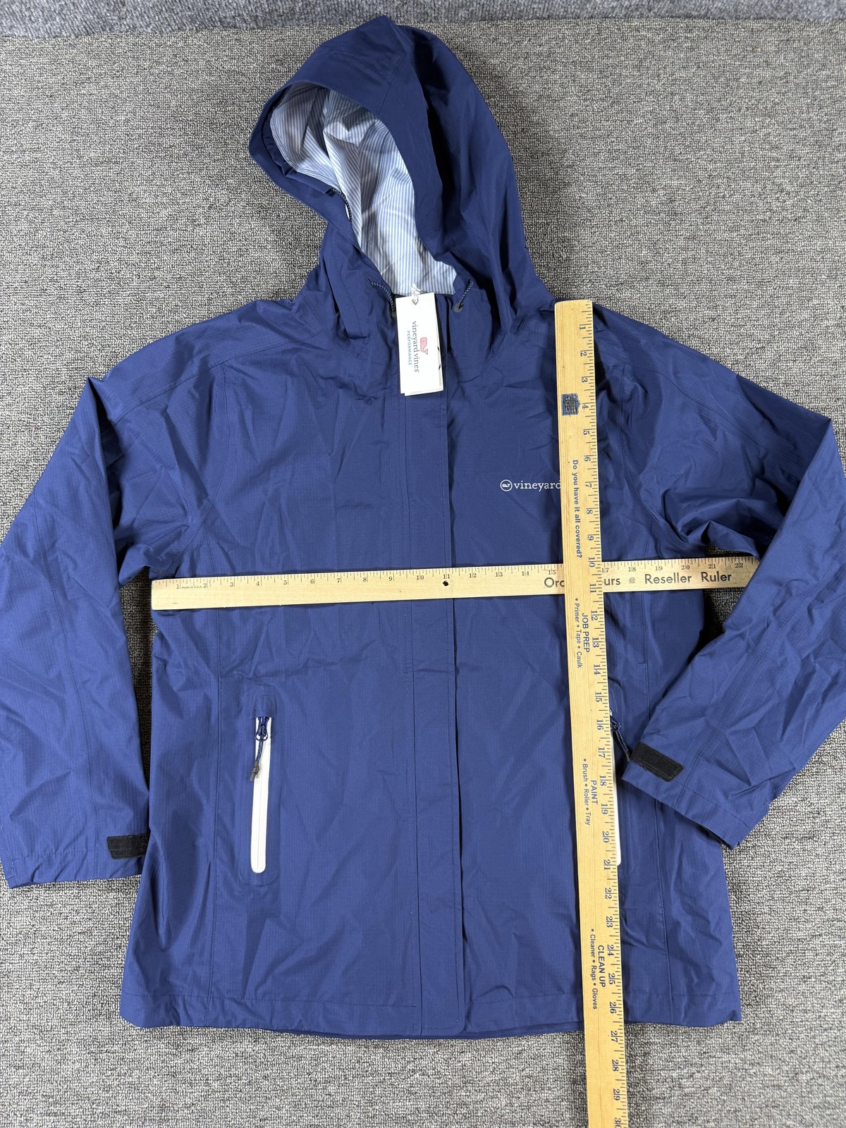 Vineyard Vines Rain Coat Mens Medium Blue Stow And Go Hooded Packable Jacket