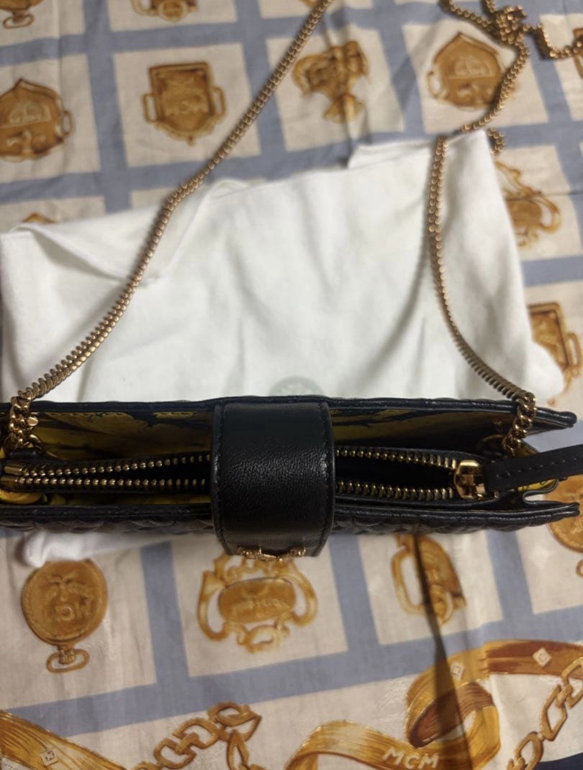 Versace Virtus Mini Chain Bag Pochette Leather Black