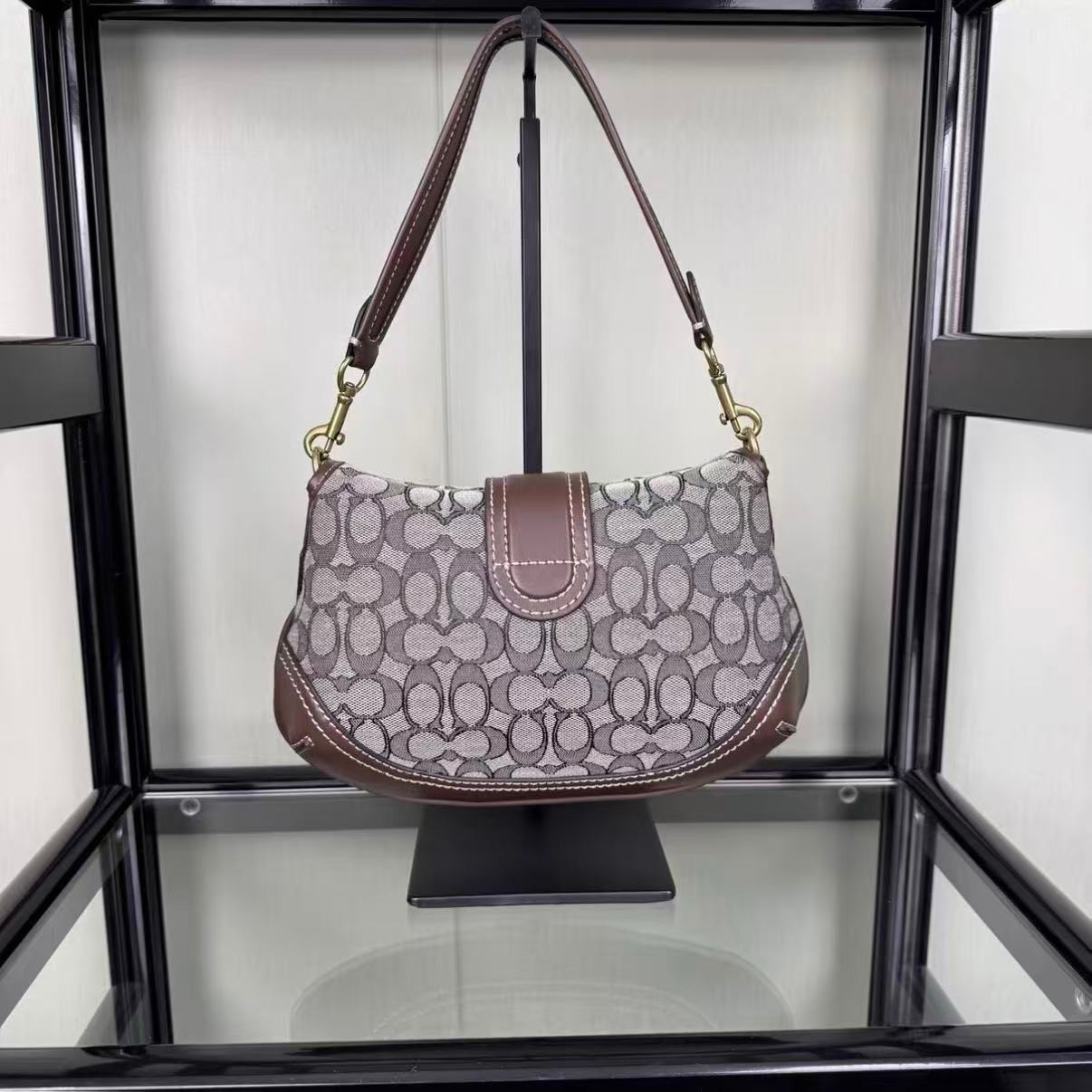 Coach CJ814 Soho Bag Signature Jacquard Maple Brown Shoulder Handbag NWT