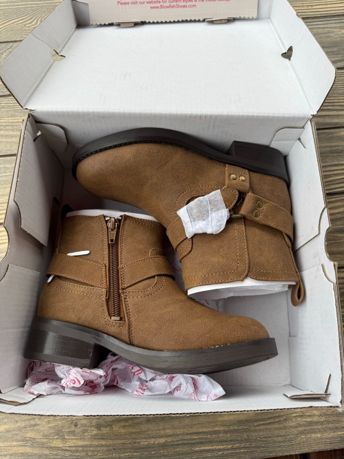 Blowfish Malibu Kids Brown Ankle Boots With Buckle & Zipper Size 13M