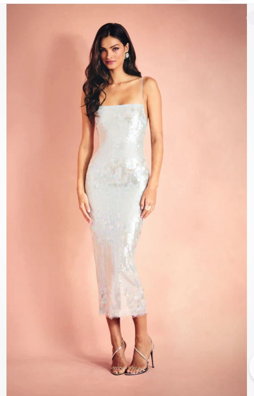 Retrofete Alana ice blue Mid Sequin Dress Women’s Size L (large)