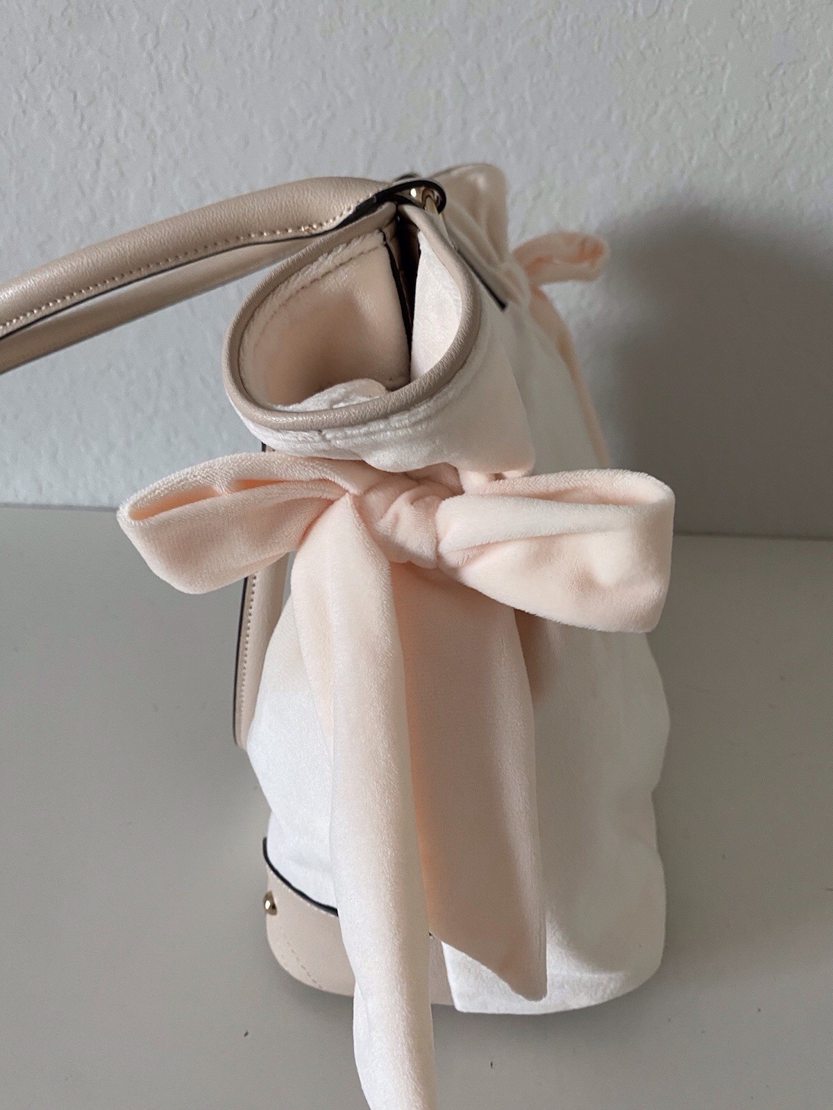 Juicy Couture Falling For Juicy Tote Bag Purse Velour Bows Soft White NEW