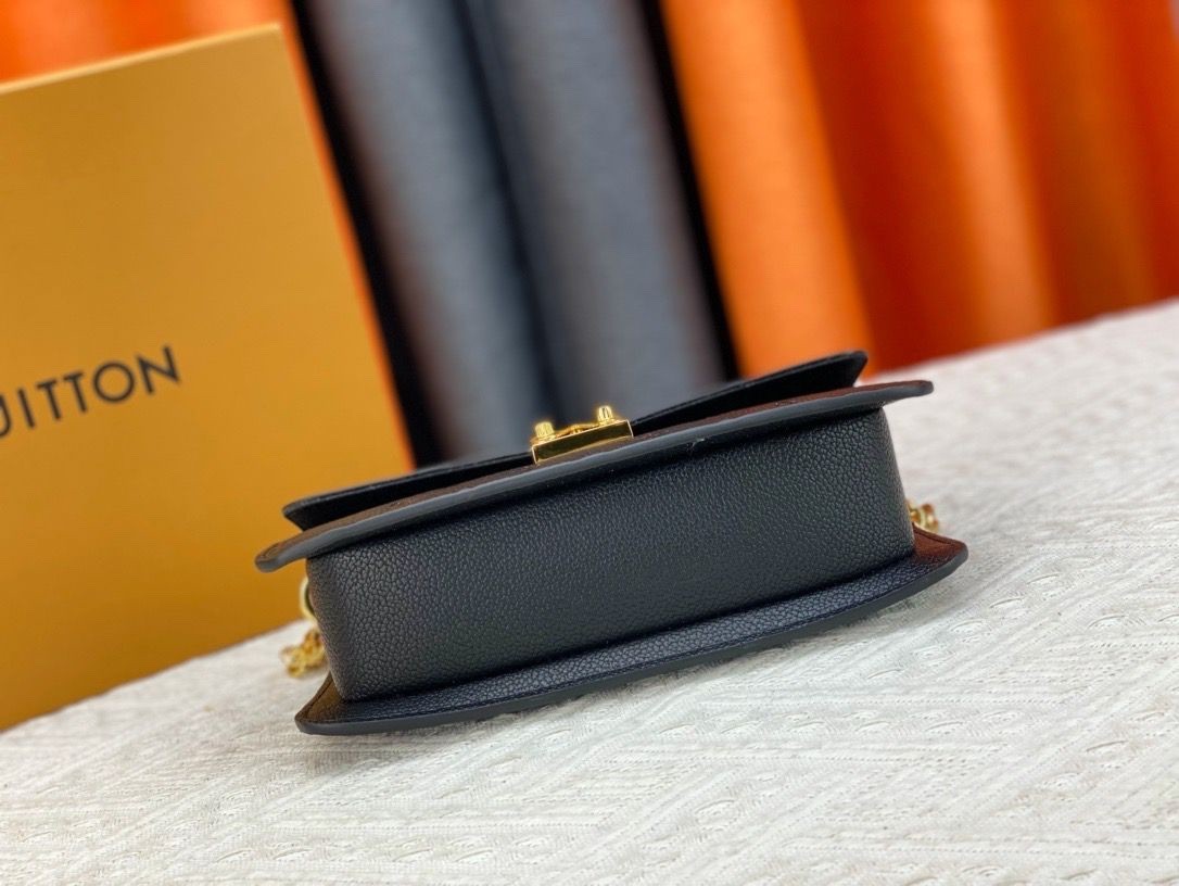 louis vuitton wallet on a chain black with gold accents