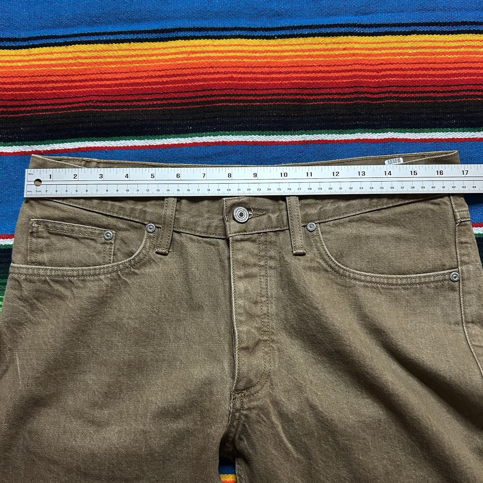Gustin Jeans Selvedge Brown Size 34 California Slim Raw Button Fly