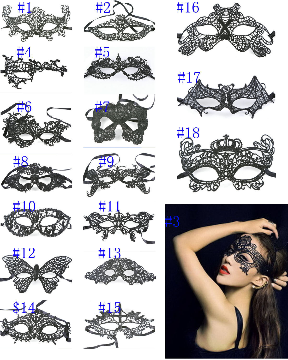 Women’s Black Lace Mask Party Ball Masquerade Fancy Dress Halloween Masks US