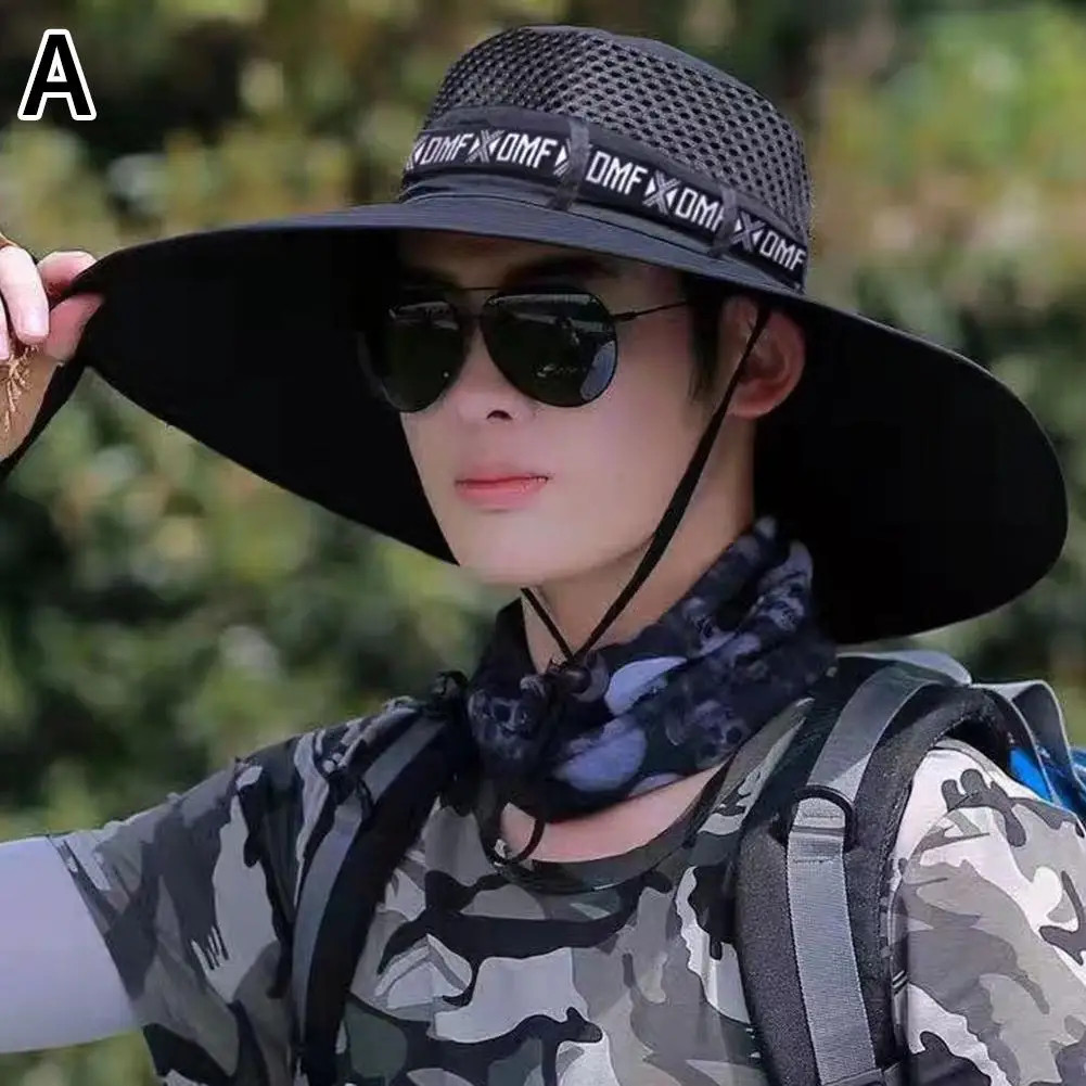 Summer 15CM Large Brim Sun Hat Men Women Breathable Fishing Caps Sun UV