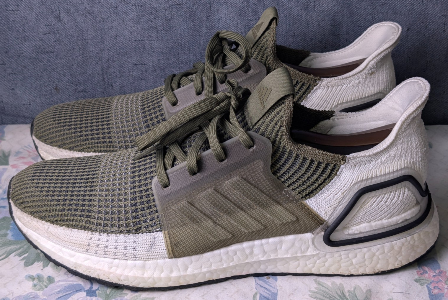 adidas UltraBoost 19 Olive Men’s 11 Primeknit Running Shoes Gym Sneakers F35243