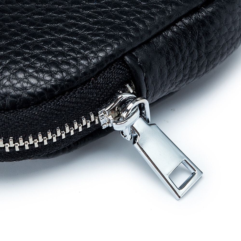 Women Men Genuine Leather Small Coin Holder Change Purse Zipper Key Card Wallet