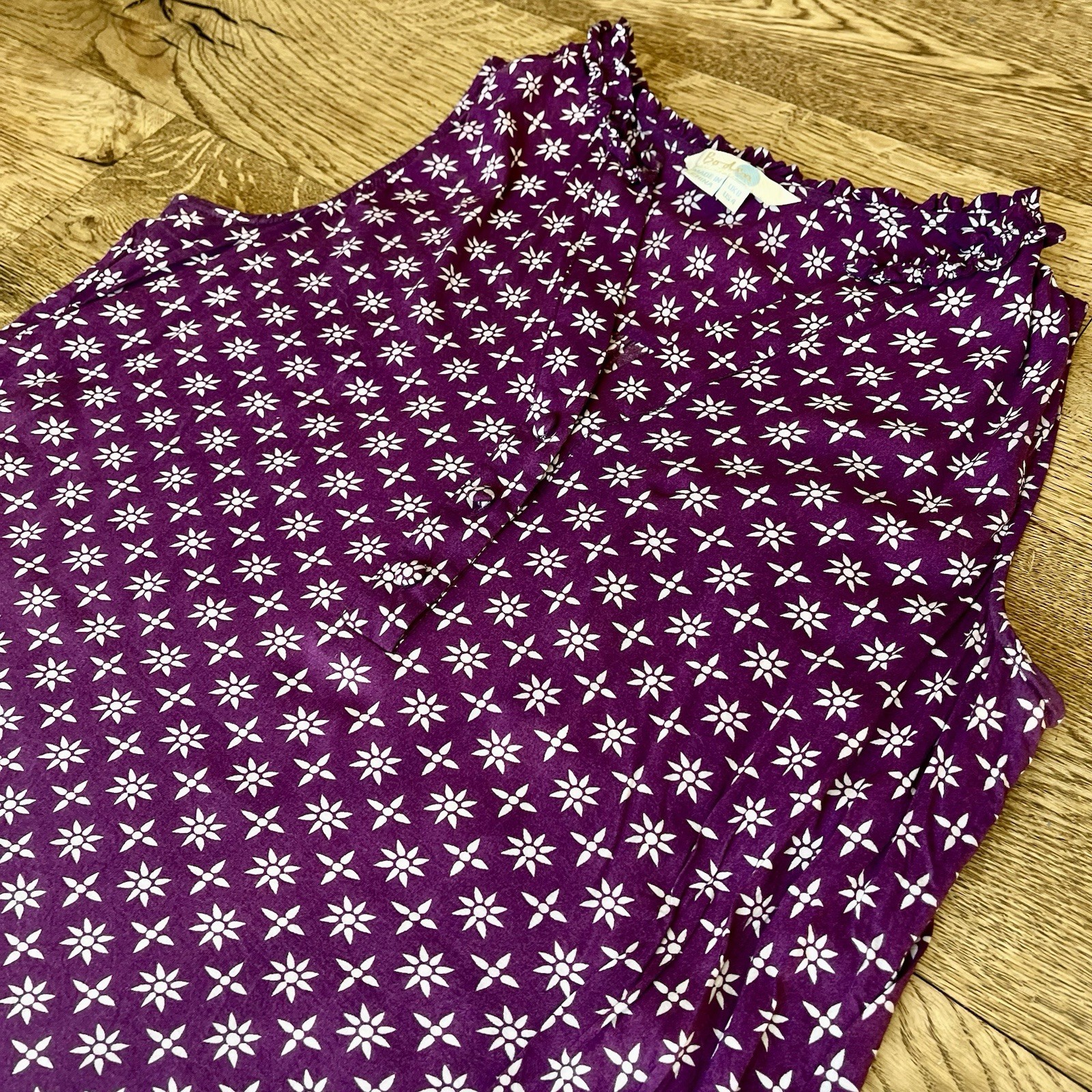 Boden Purple Sleeveless Star Floral Pullover V-Neck Shirt Blouse Size US 4 UK 6