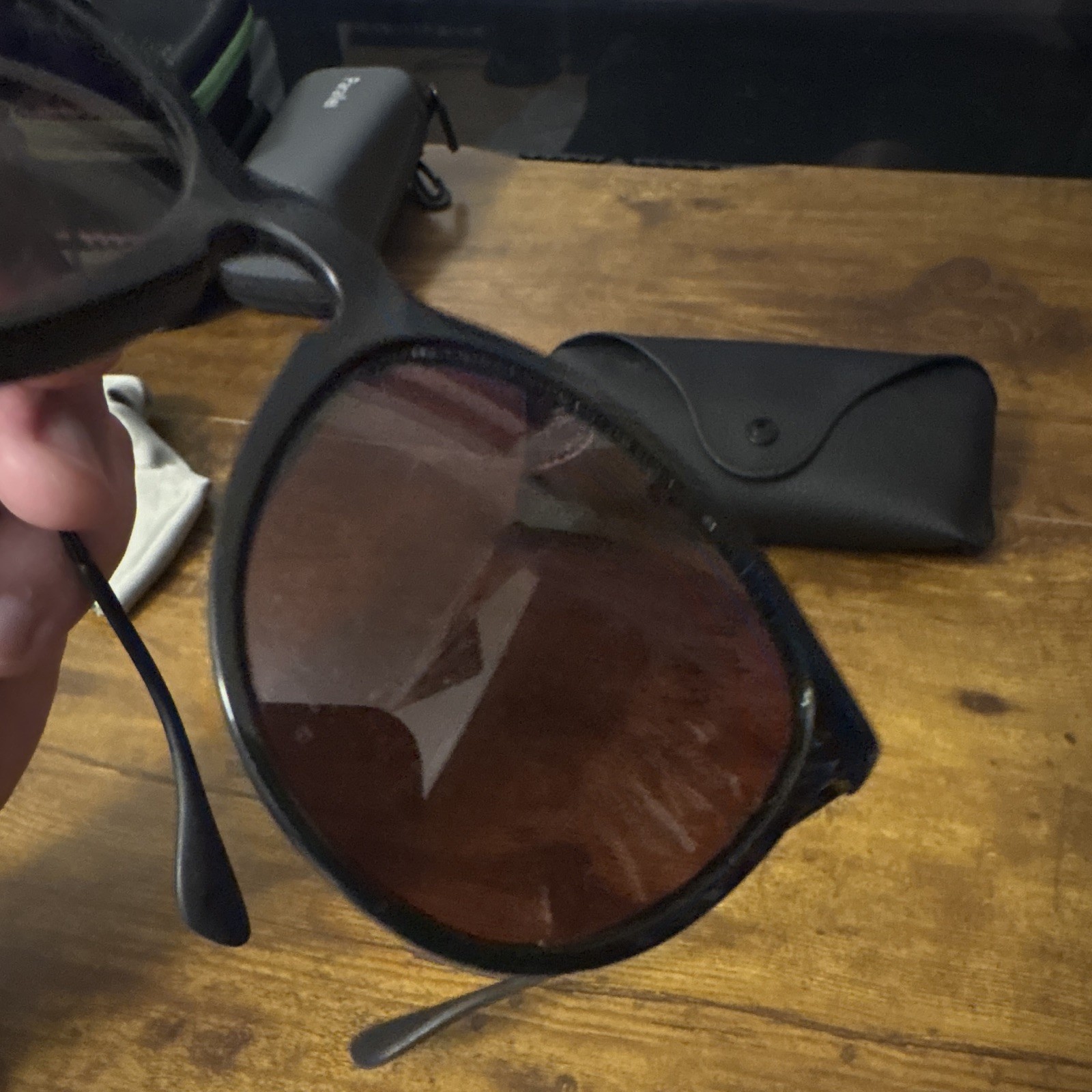 Ray-Ban RB4171 Erika Round Sunglasses Black Frame purple Tint Lens some scratch