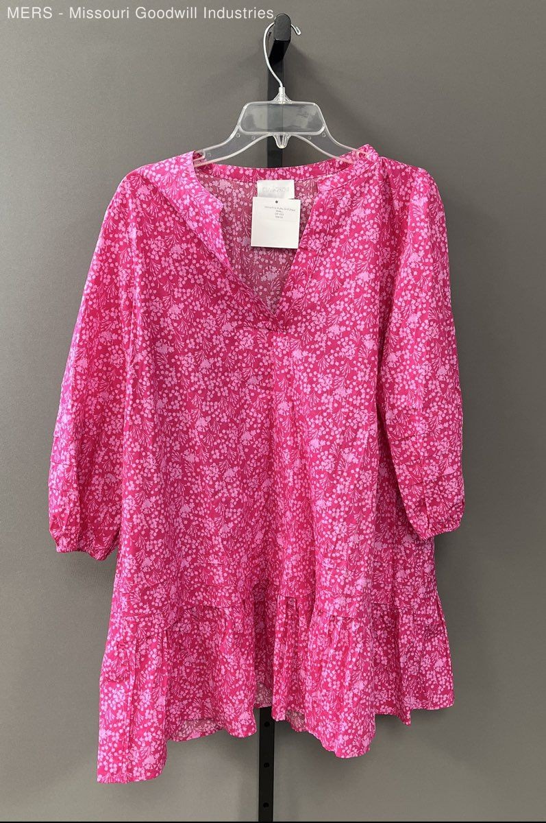 Sugarlips Womens Dress Pink Floral Ruffle Shift Velma DR1653 Small