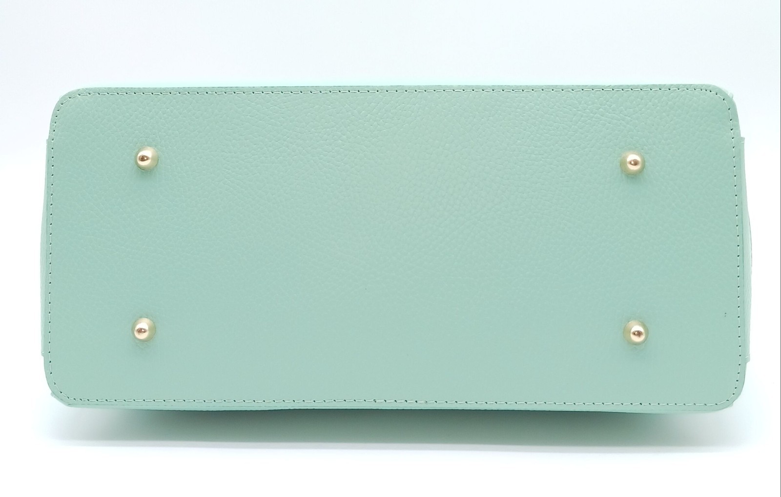 Italian Genuine Pebble Leather Handbag Satchel – Made In Italy – Mint Green
