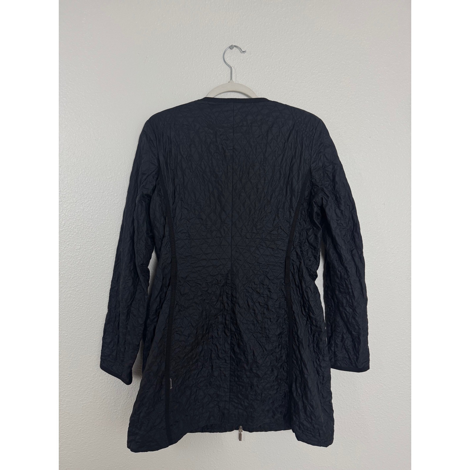 Moncler Yolene Quilted Jacket Black Nylon Zip Up Coat Womens Size XL