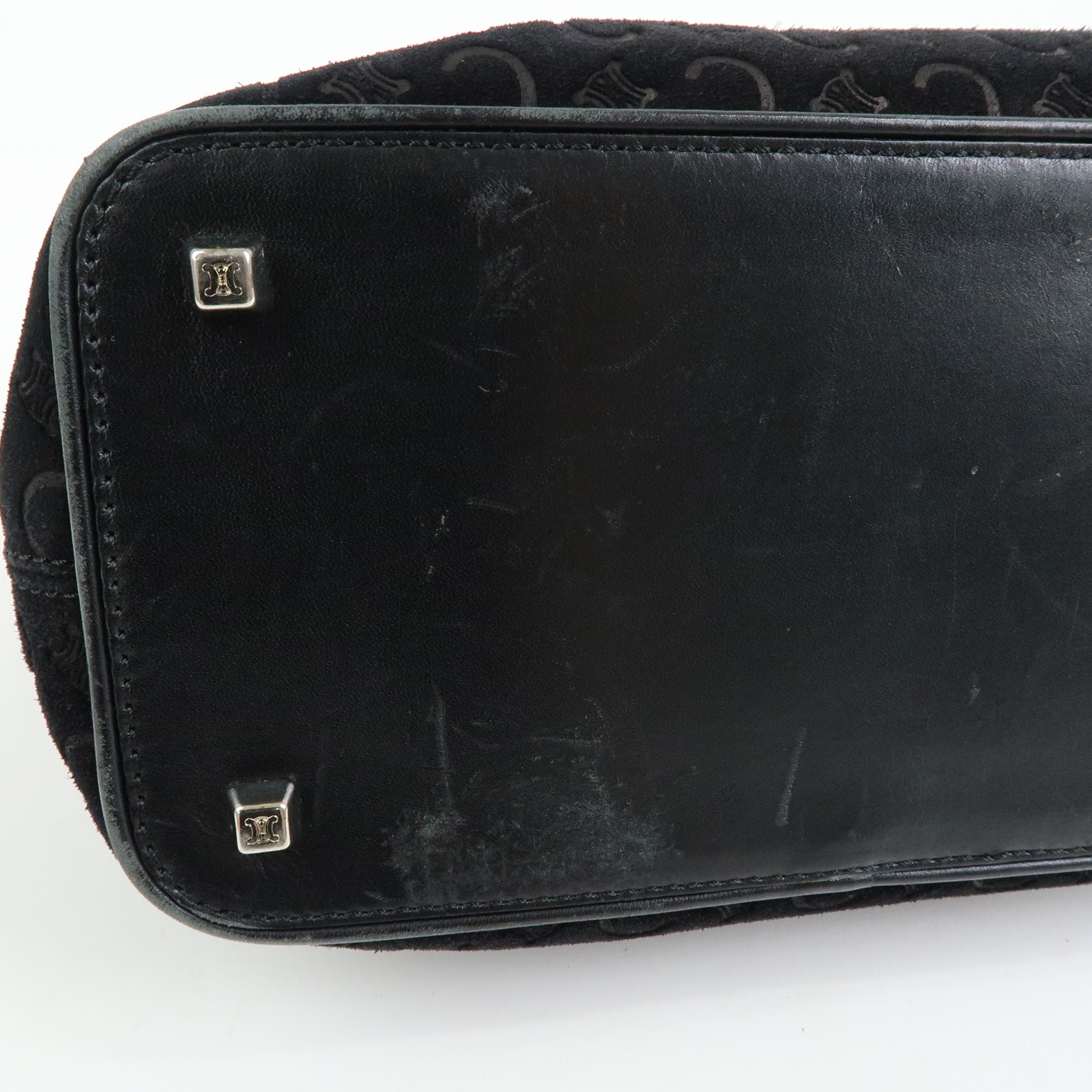 CELINE C Macadam Suede Leather Shoulder Bag Hand Bag Black Authentic Used F/S