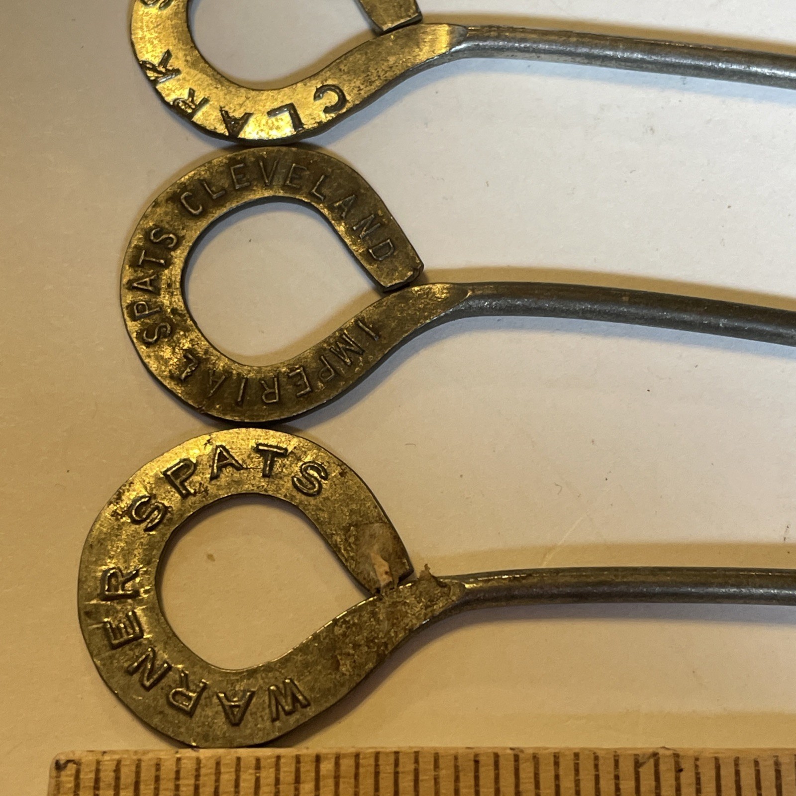 CLARK, WARNER, & IMPERIAL SPATS BUTTON HOOK LOT Shoe button hooks Antique Vtg.