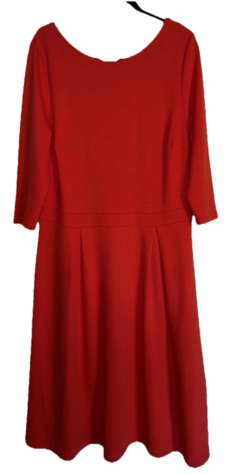 BODEN Red Holly Textured Classic Chic Holiday Fit Flare Pleated Skirt Dress 18 R