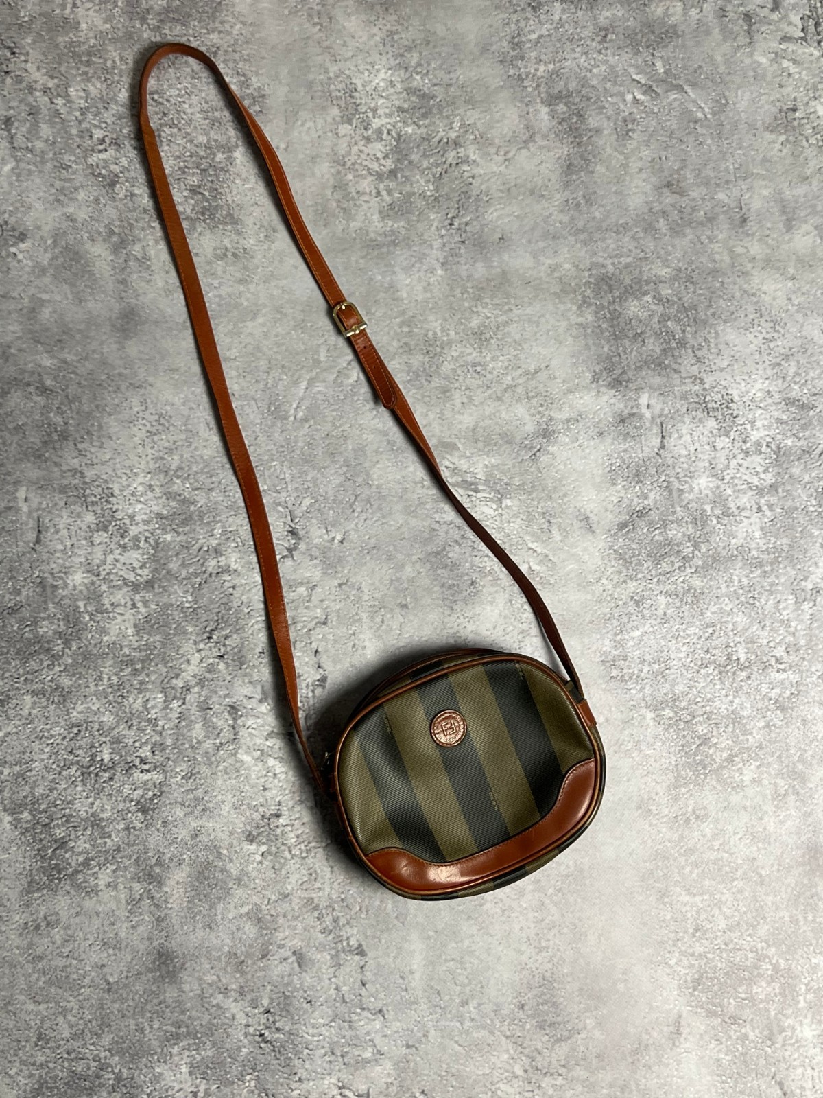 Fendi Vintage Pequin Crossbody Coated Canvas Small Bag