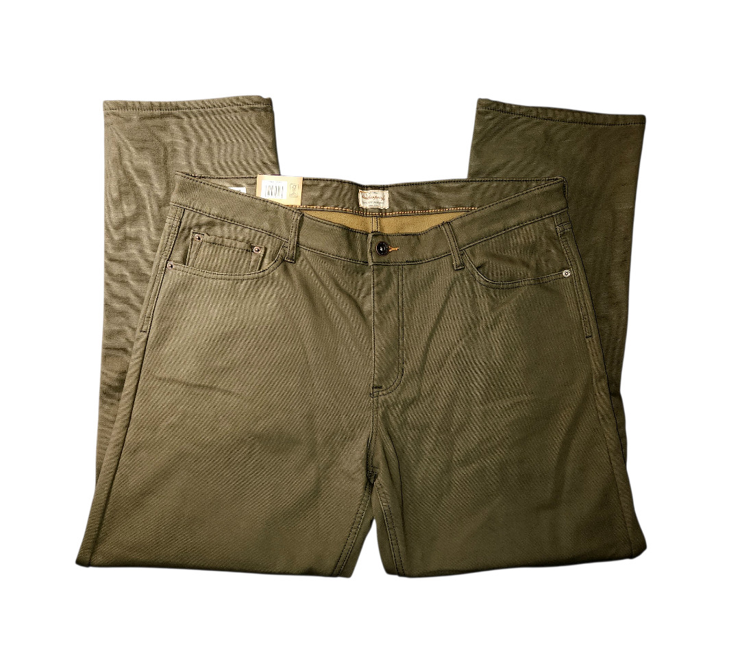 Weatherproof Vintage Pants Mens 40×32 Fleece Lined Stretch Canvas Green NWT New