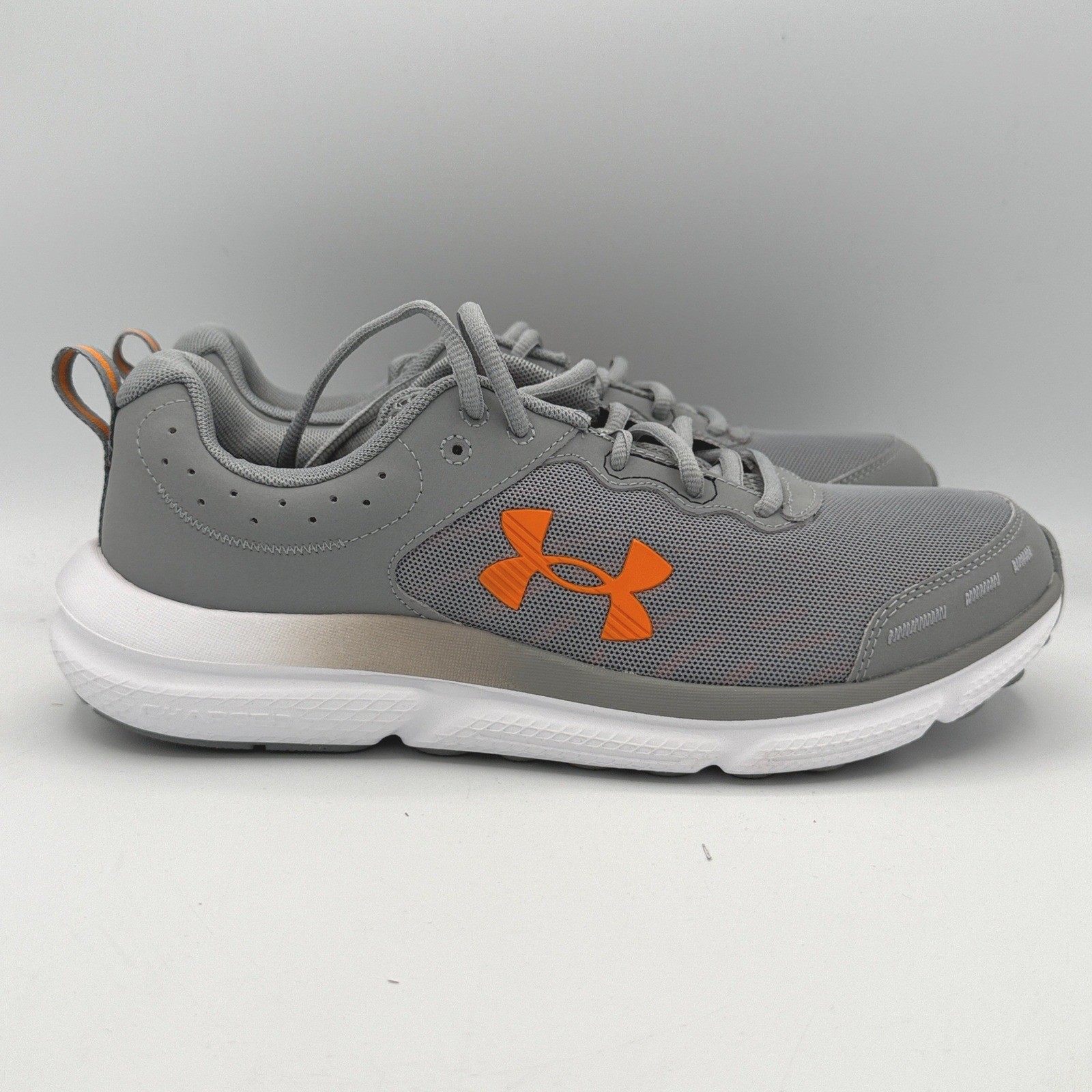 Under Armour Charged Assert 10 Shoes Mens 8.5 Grey Orange Running 3026175-105