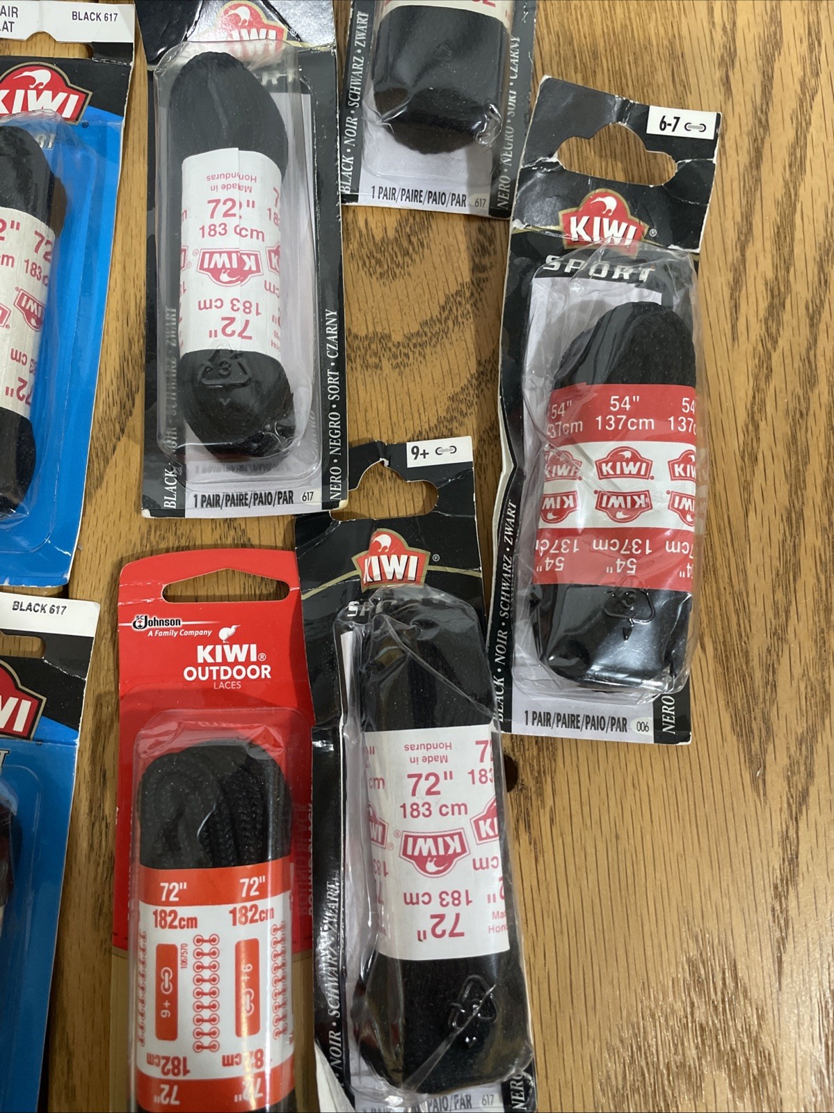13 pairs Kiwi Outdoor Flat BLACK 72″ Shoe Laces 182 cm 9+ Eyelets Misc Lot