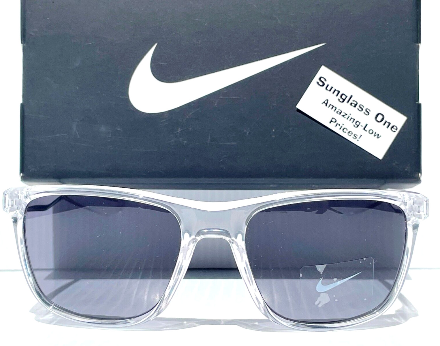 NEW NIKE ESSENTIAL ENDEAVOR Shiny Clear Frame Grey Lens Sunglass EV1122 913