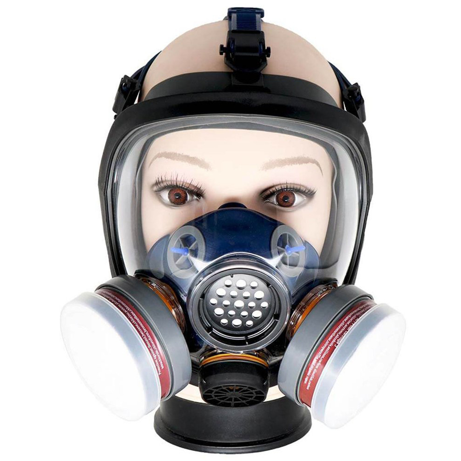 In Stock PD100 Full Face Gas Mask Respirator ASTM Dual Activated Charcoal Filter