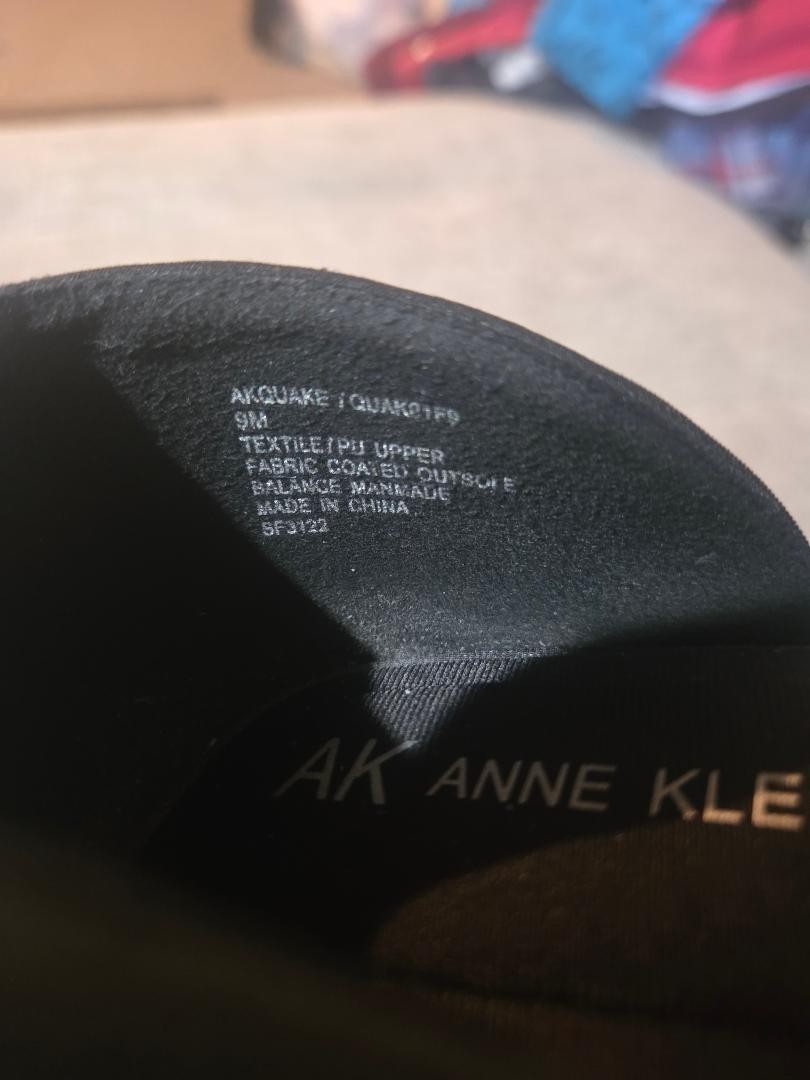 ANNE KLEIN iflex TARA BLACK FABRIC WEDGE MARYJANE ELASTIC STRAP SHOES 9 (2609)