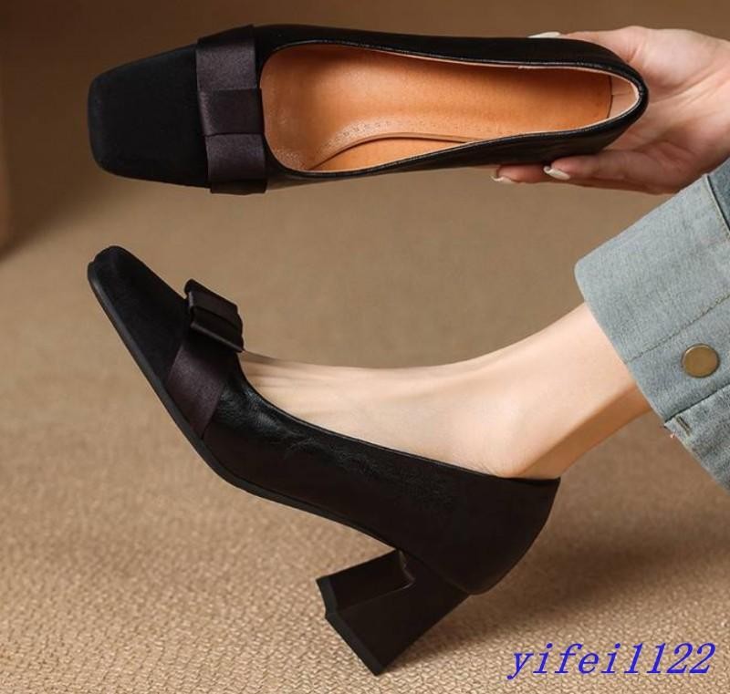 Womens Bowtie Square Toe Pumps Dress Casual Office Ladies Club Formal Work Shoes