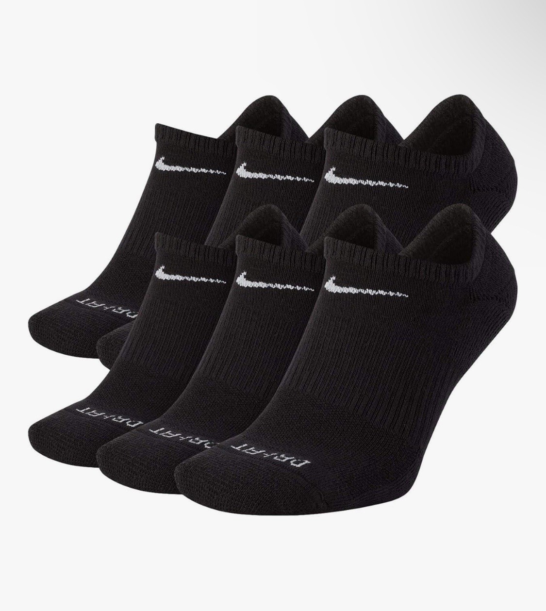 Nike Men’s Socks Everyday Black Athletic Training Dri-Fit No-Show 6 Pairs Large