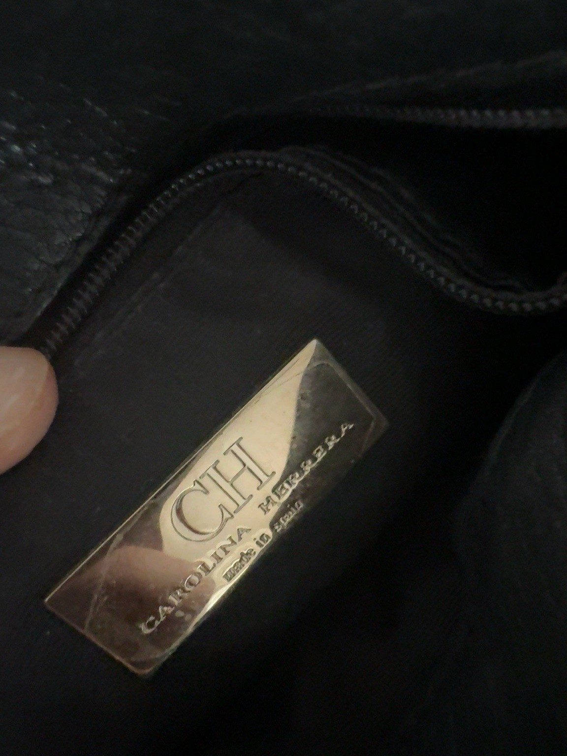Carolina Herrera CH Small Black Monogram Shoulder Bag Bow Chain Strap Coin Purse