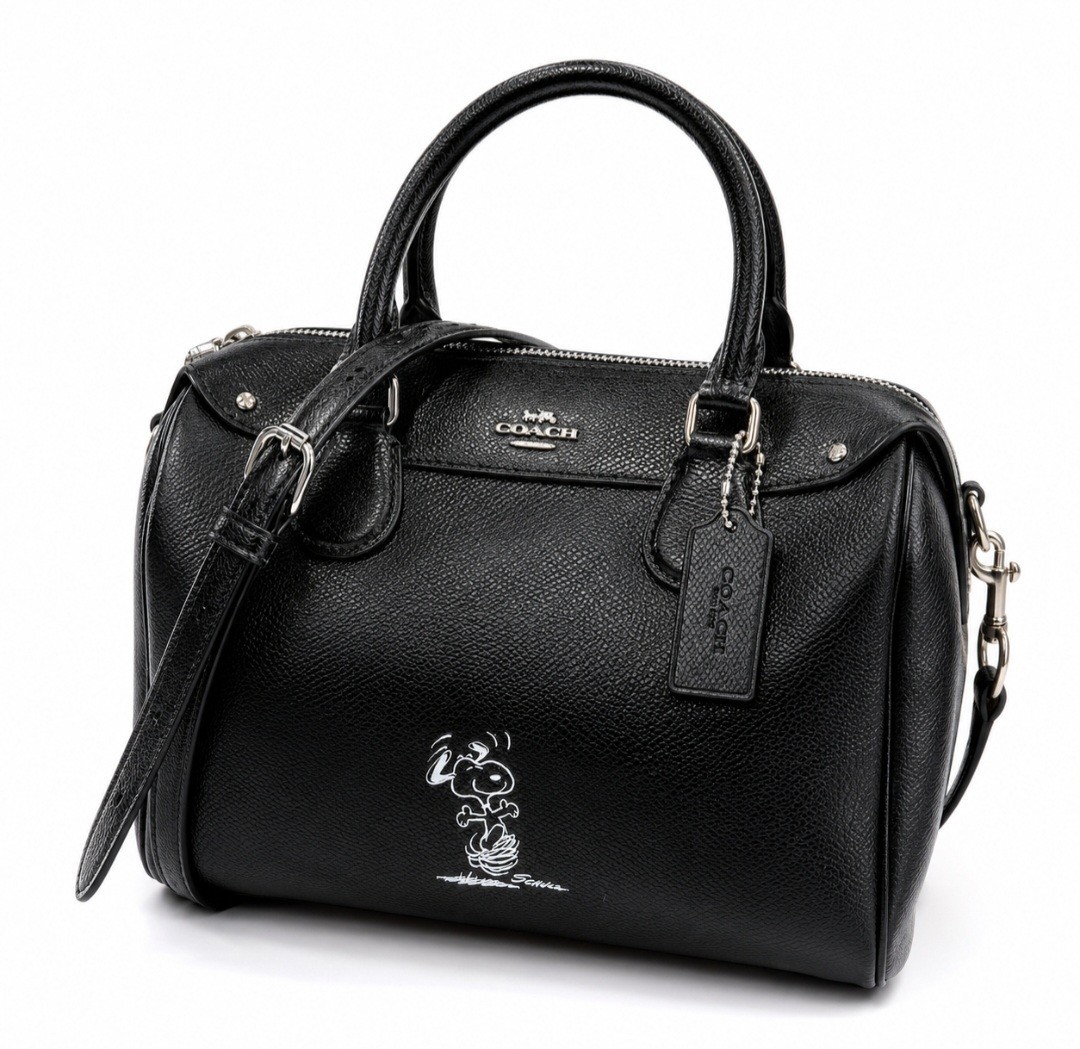 Coach x Peanuts Snoopy Mini Bennett Satchel Black Leather Crossbody Bag NWOT