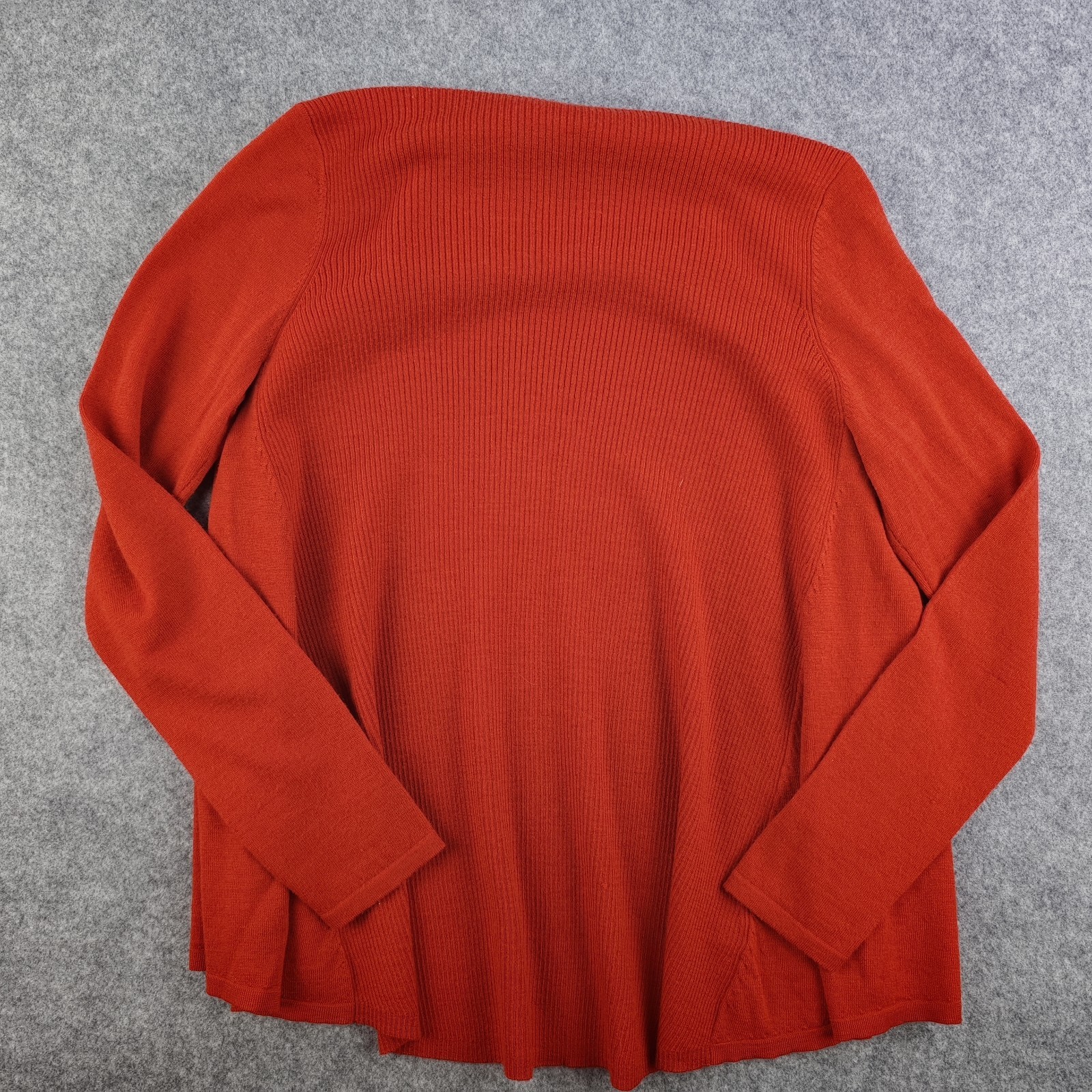 Eileen Fisher Cardigan Petite Ps/Pp Open Front Red 100% Merino Wool Italian Yarn