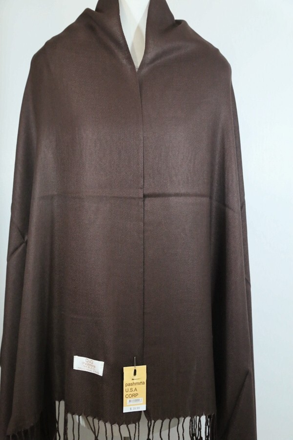 Pashmina Scarf Wrap Shawl Solid Coffee,Silk Cashmere,Soft *030