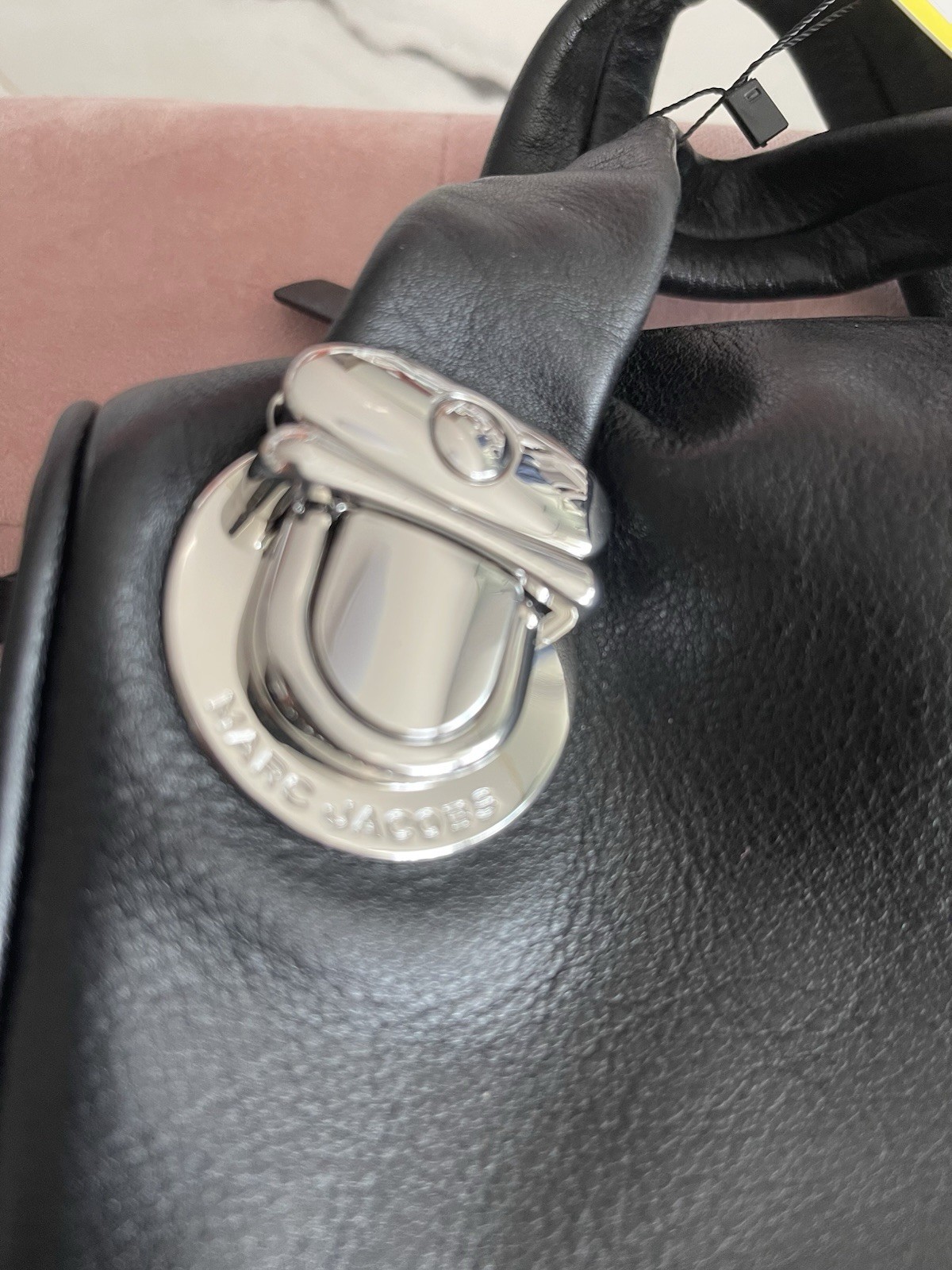 NWT MARC JACOBS Mini Pushlock Black Leather Satchel /Shoulder/Crossbody Bag $550
