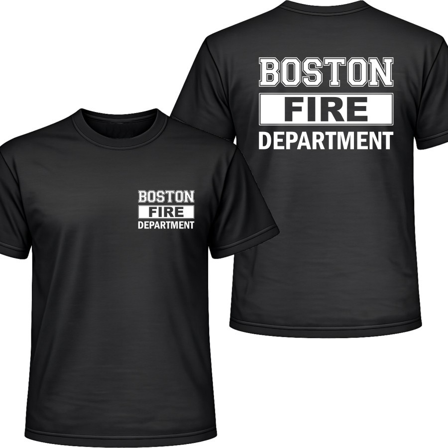 Boston Fire Department Block Letter Graphic Style T-shirt