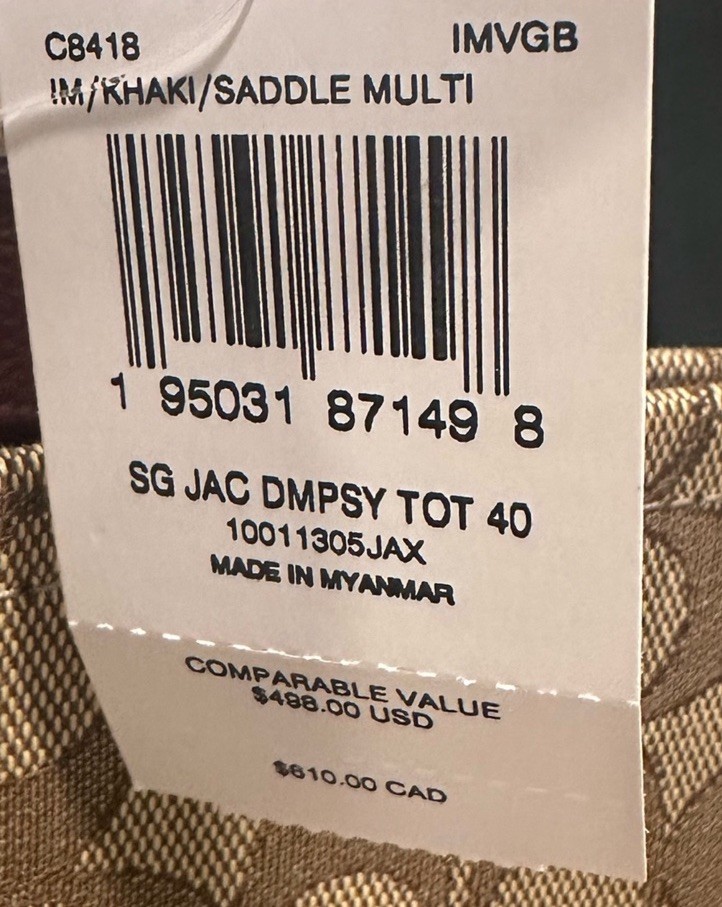 New Coach Dempsey 40 Tote Signature Jacquard Leather Patch In Saddle Multi