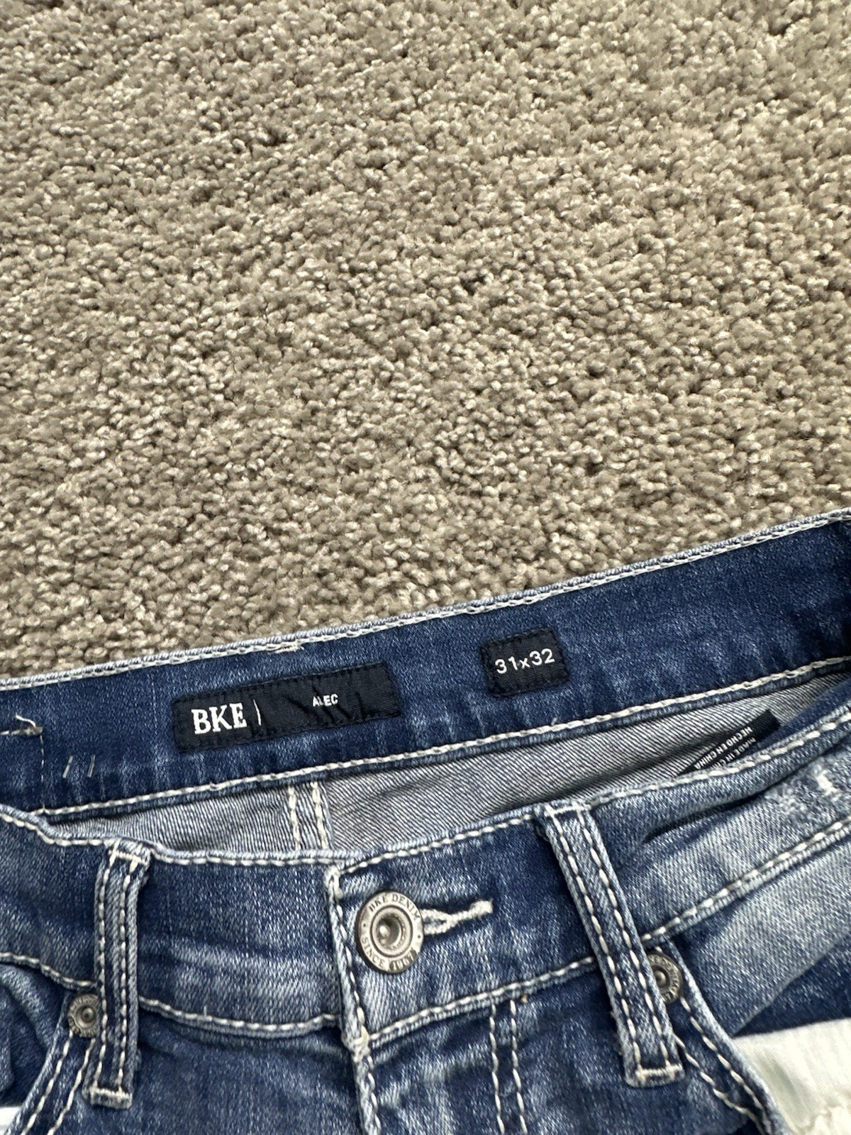 BKE Buckle Alec Straight Leg Jeans Men’s 31×32 Blue Stretch Denim Pants Distress