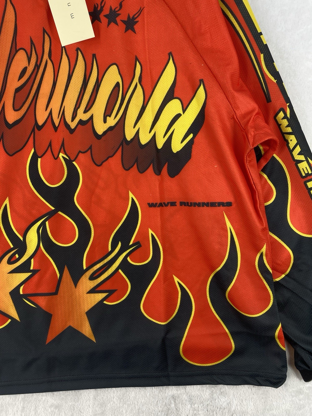 MNML Shirt Men’s Medium Red Underworld Moto Long Sleeve Flames Graphic $68