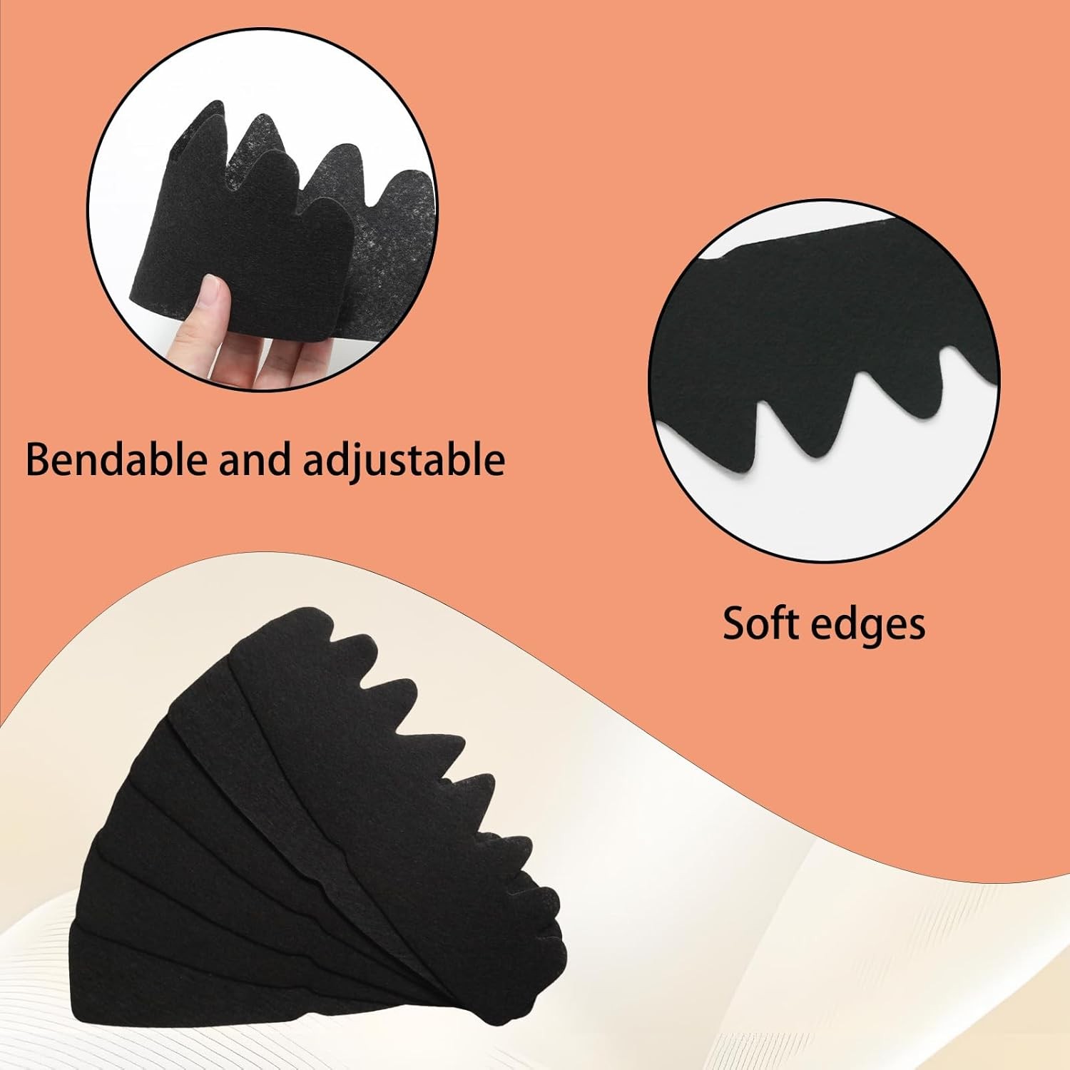 10Pcs Black Baseball Cap Inserts Hat Sweat Liner Sweatband Reusable Washable