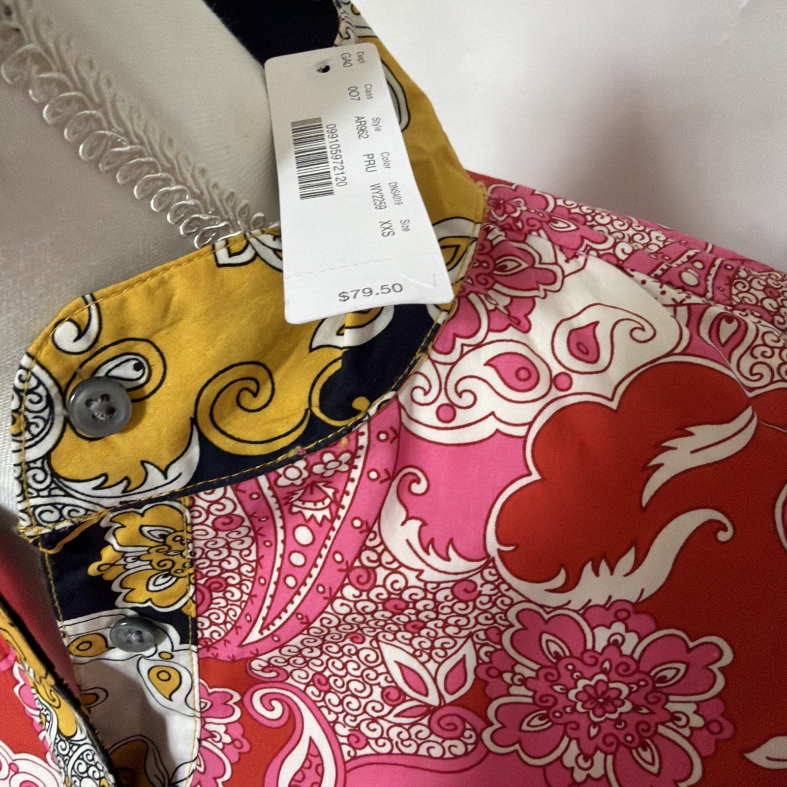 J CREW Hot Pink Paisley Print Tunic Top 100% Cotton – XXS new with tags