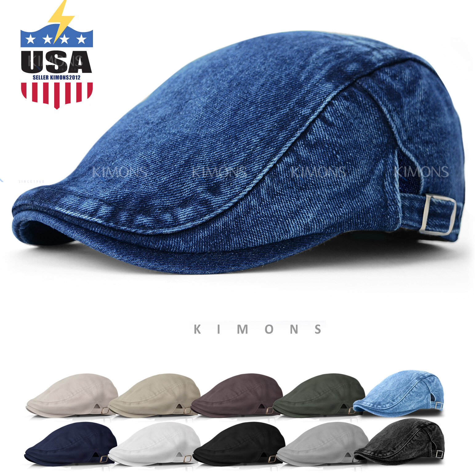 Buckle Cotton Gatsby Cap Mens Ivy Hat Golf Driving Summer Sun Flat Newsboy