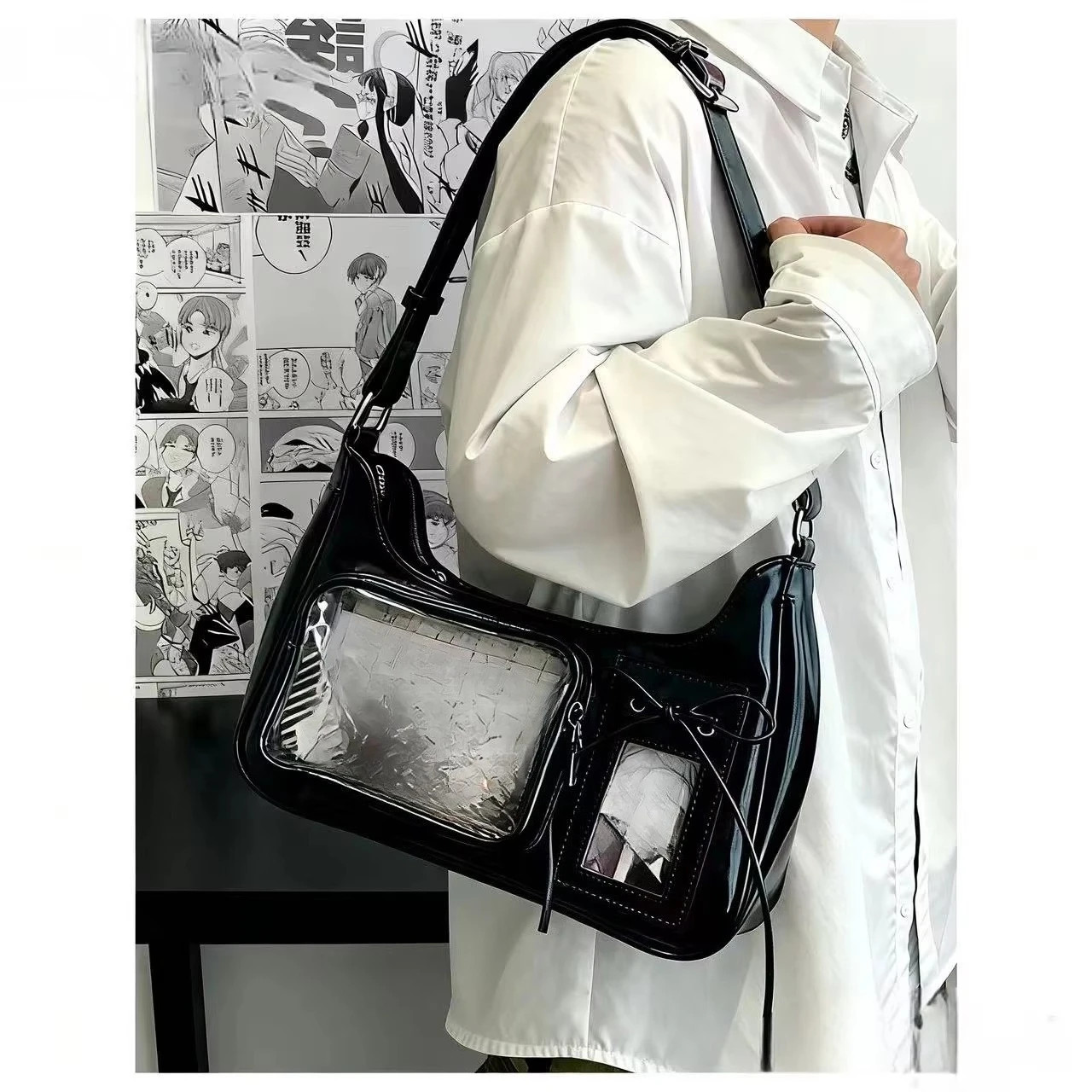 Y2k Harajuku Shoulder Bag Women Korean Transparent Ita Bag School Crossbody Bag