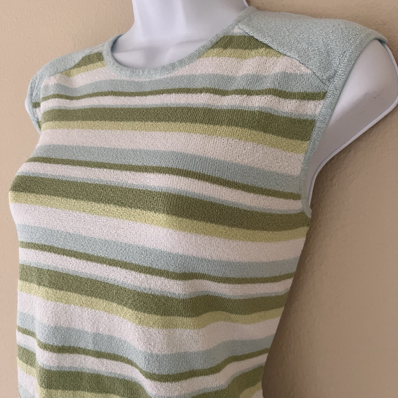 Vintage Y2K Xhilaration Sleeveless Sweater Top Sz XL Striped 90s Indie Soft Girl