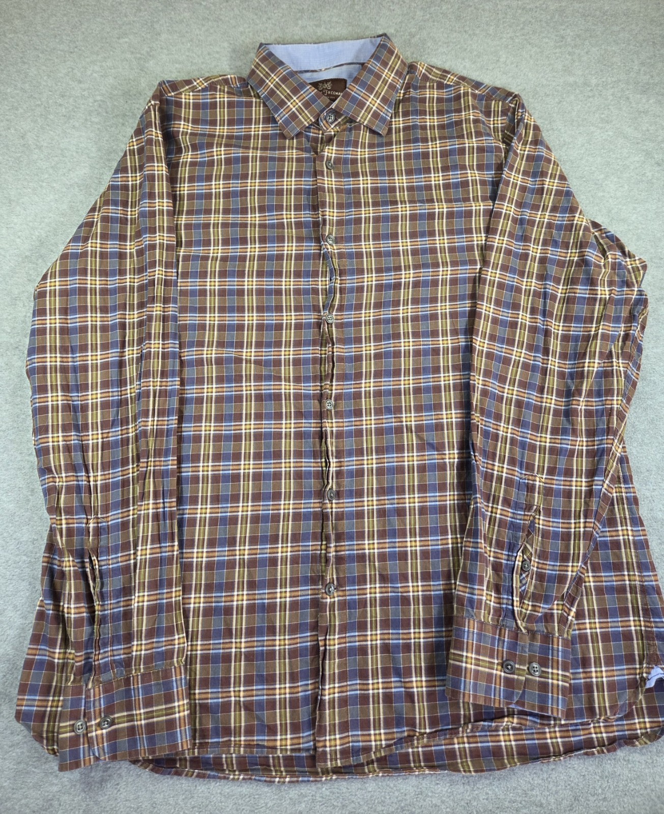 Hickey Freeman Men’s plaid 100% cotton button up classic fit XL Luxury Menswear