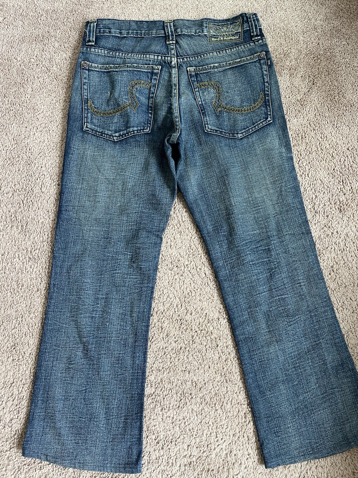 Rock & Republic Taylor Bootcut Jeans Men’s 32×28 Blue Wash Denim Button Fly