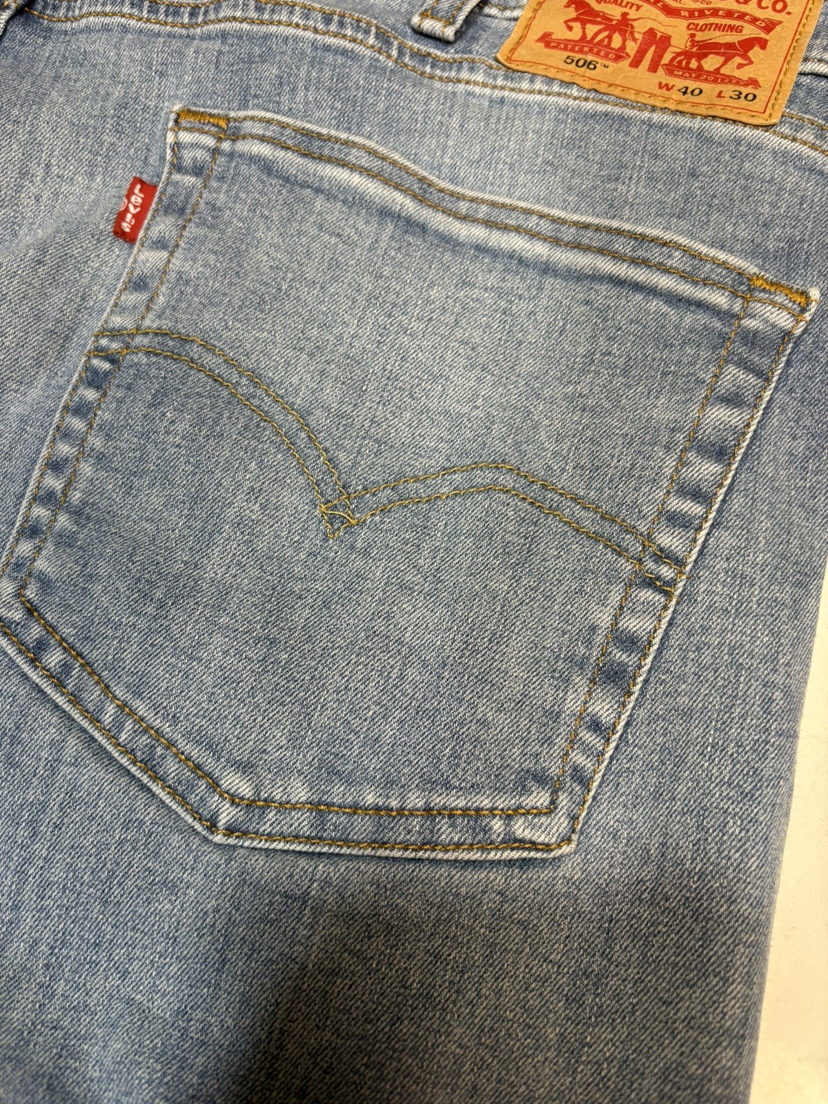 Levi’s Mens Jeans 506 Straight Leg Blue Denim Comfort Stretch Medium Wash 40×30