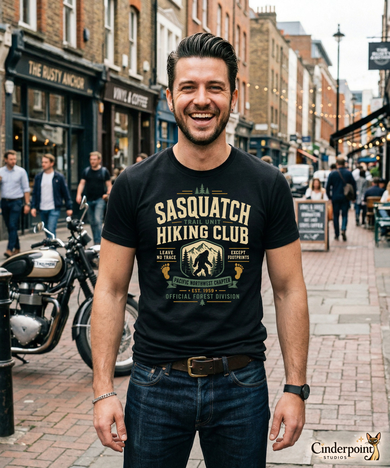 Sasquatch Hiking Club Shirt Bigfoot Cryptid Trail Pacific Northwest Tee XS-5XL