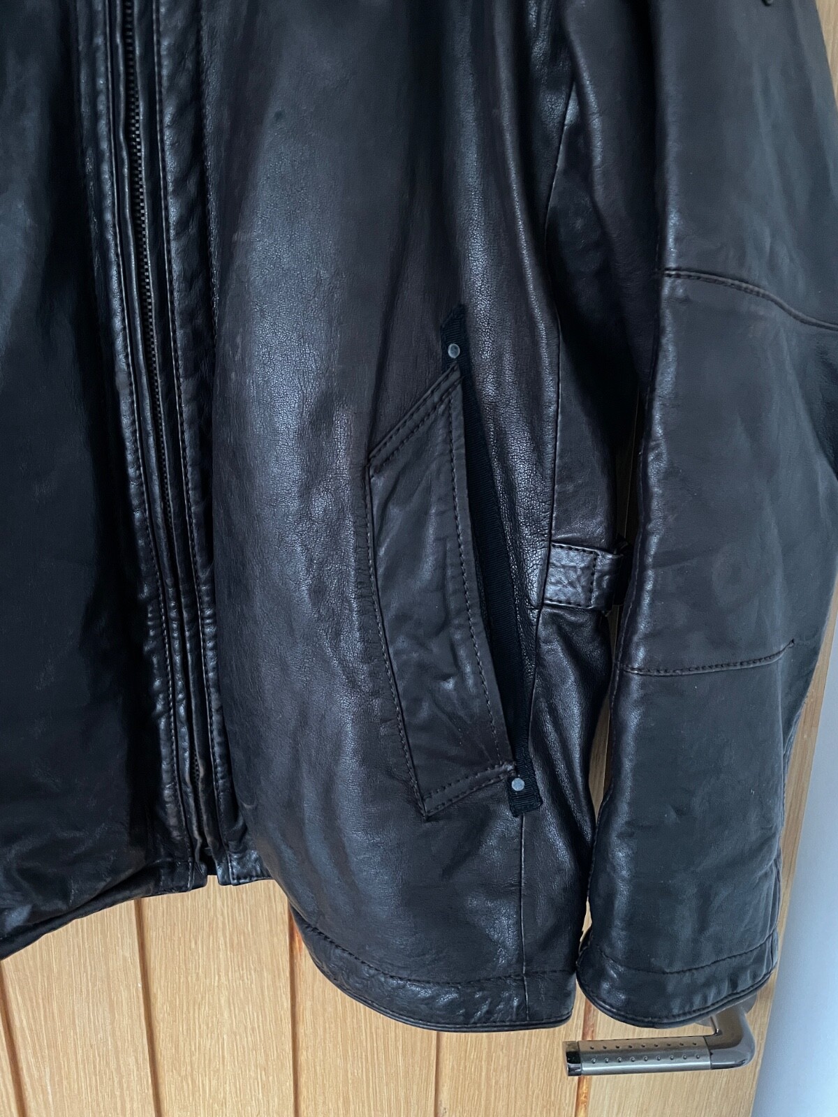 Vintage Brown Strellson Swiss Cross Leather Jacket Coat Size L Large Great Cond