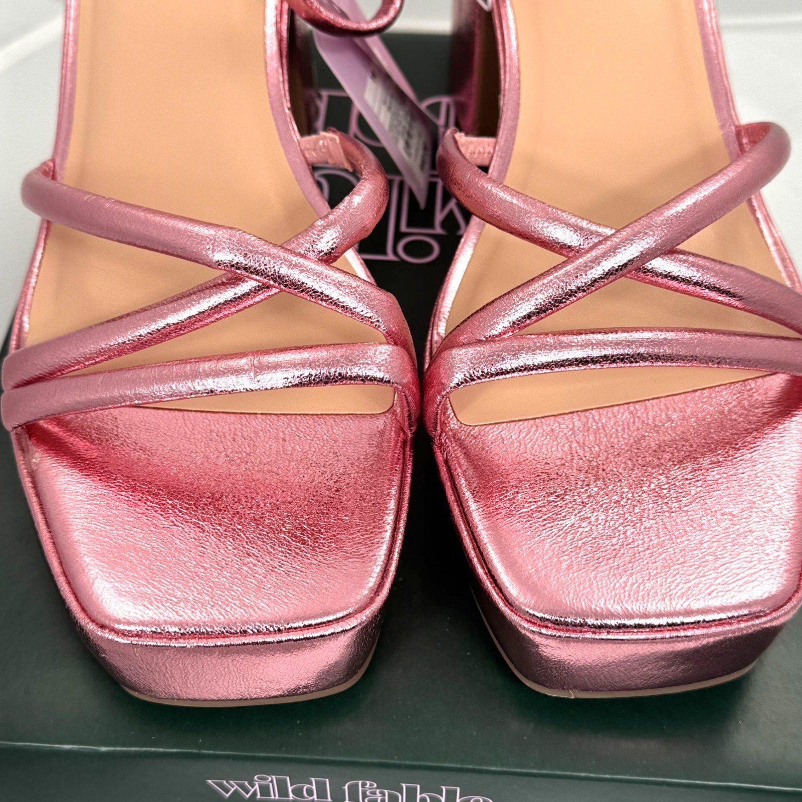 Wild Fable Pink Strappy Platform 4″ Astro Heels w/ Memory Foam Womens Sz 14 NIB